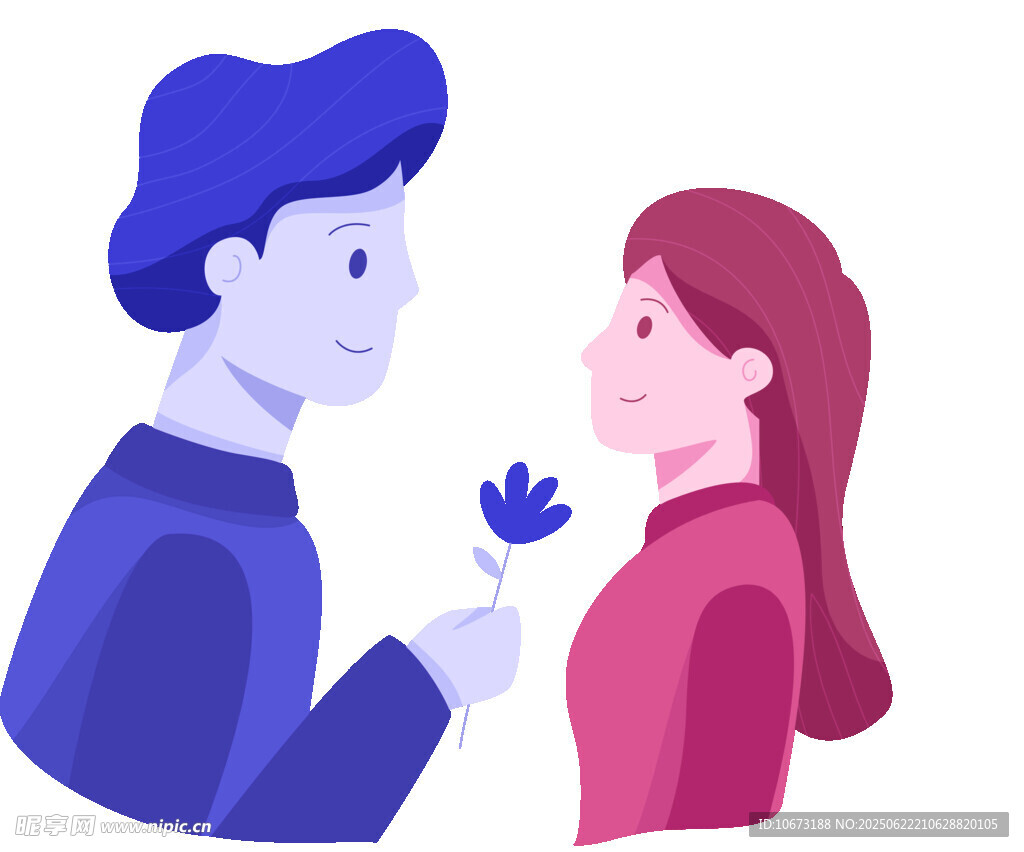 男生向女生递花示爱