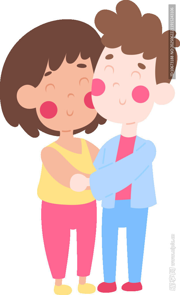 拥抱的可爱男孩女孩