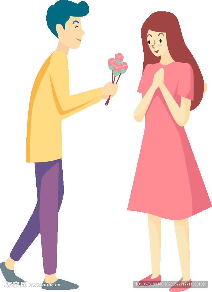 男生向女生递冰淇淋