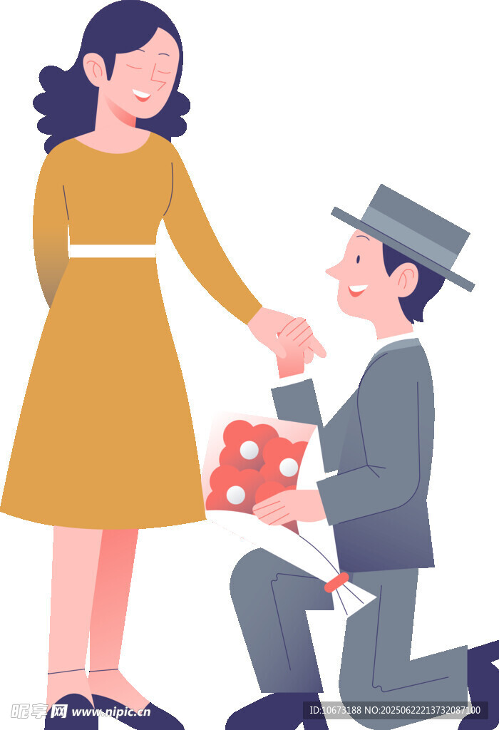 男子跪地向女子浪漫求婚