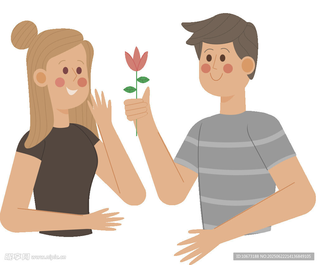 男生向女生递花示爱