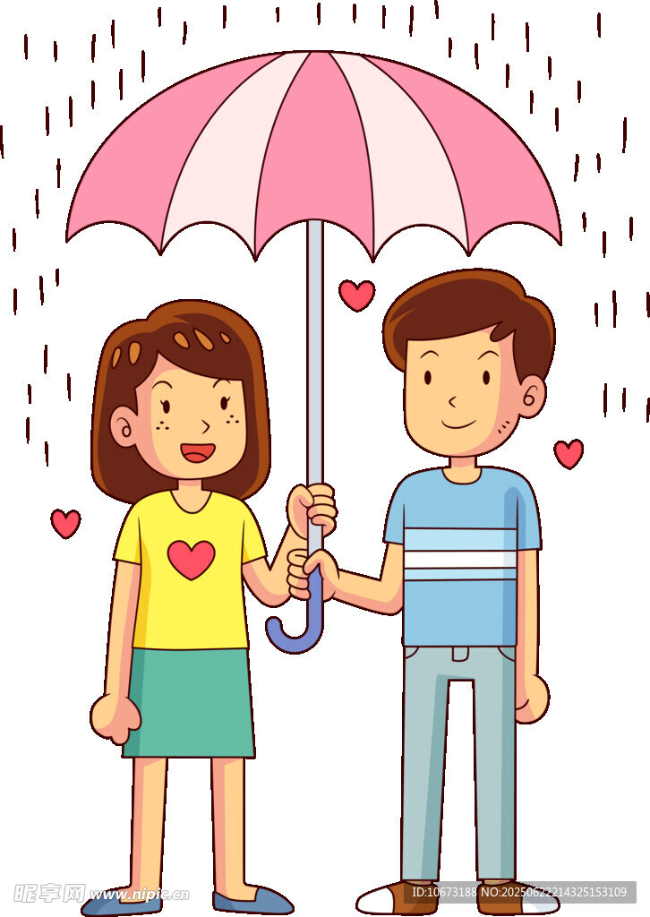 雨中情侣撑伞甜蜜瞬间