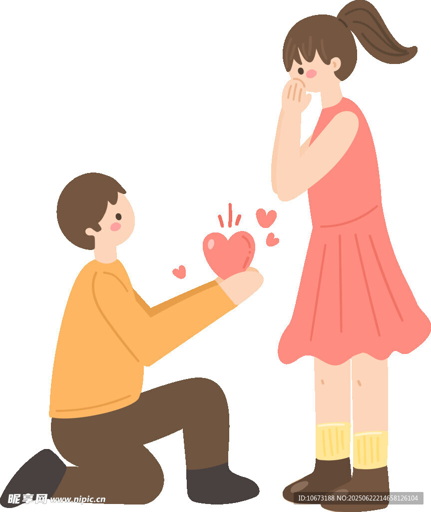 男孩跪地向女孩浪漫表白