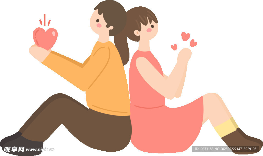 背对背的情侣甜蜜互动