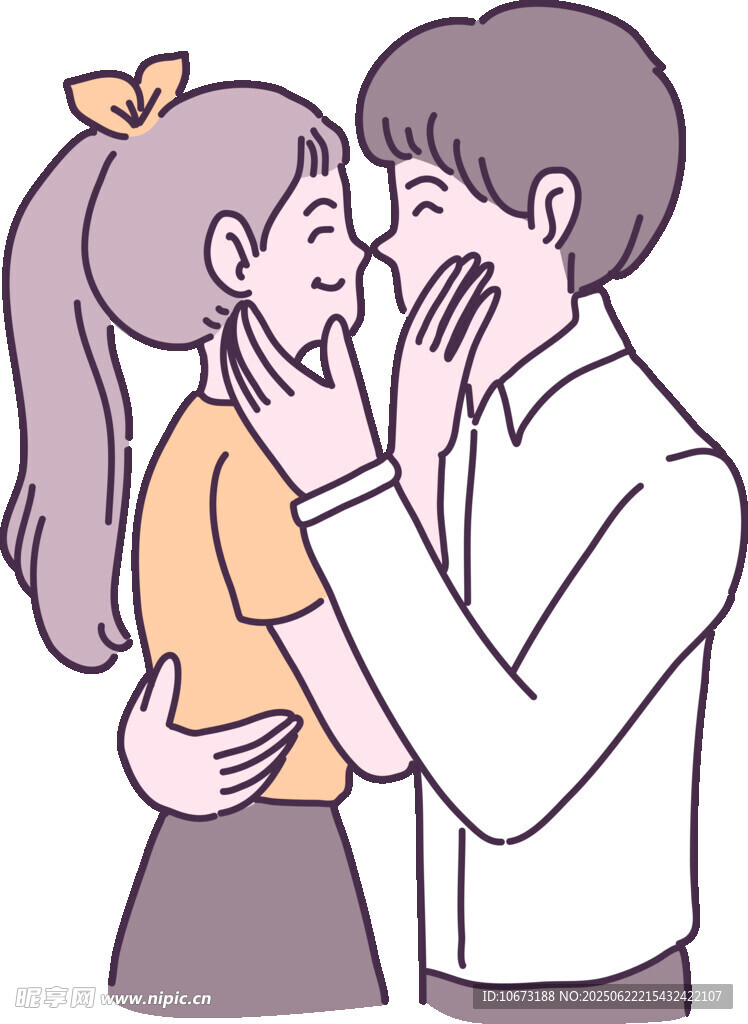 情侣甜蜜亲吻瞬间
