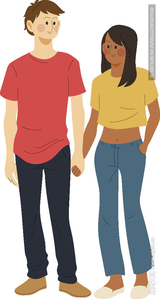 牵手的年轻男女