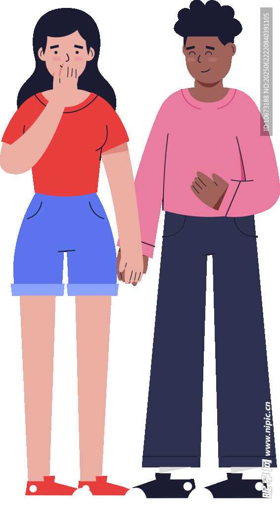 牵手的男女青年