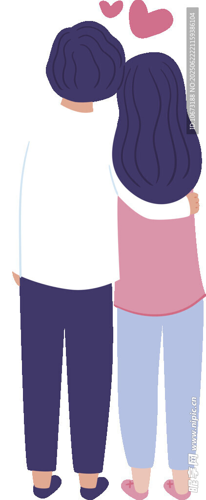 情侣依偎背影