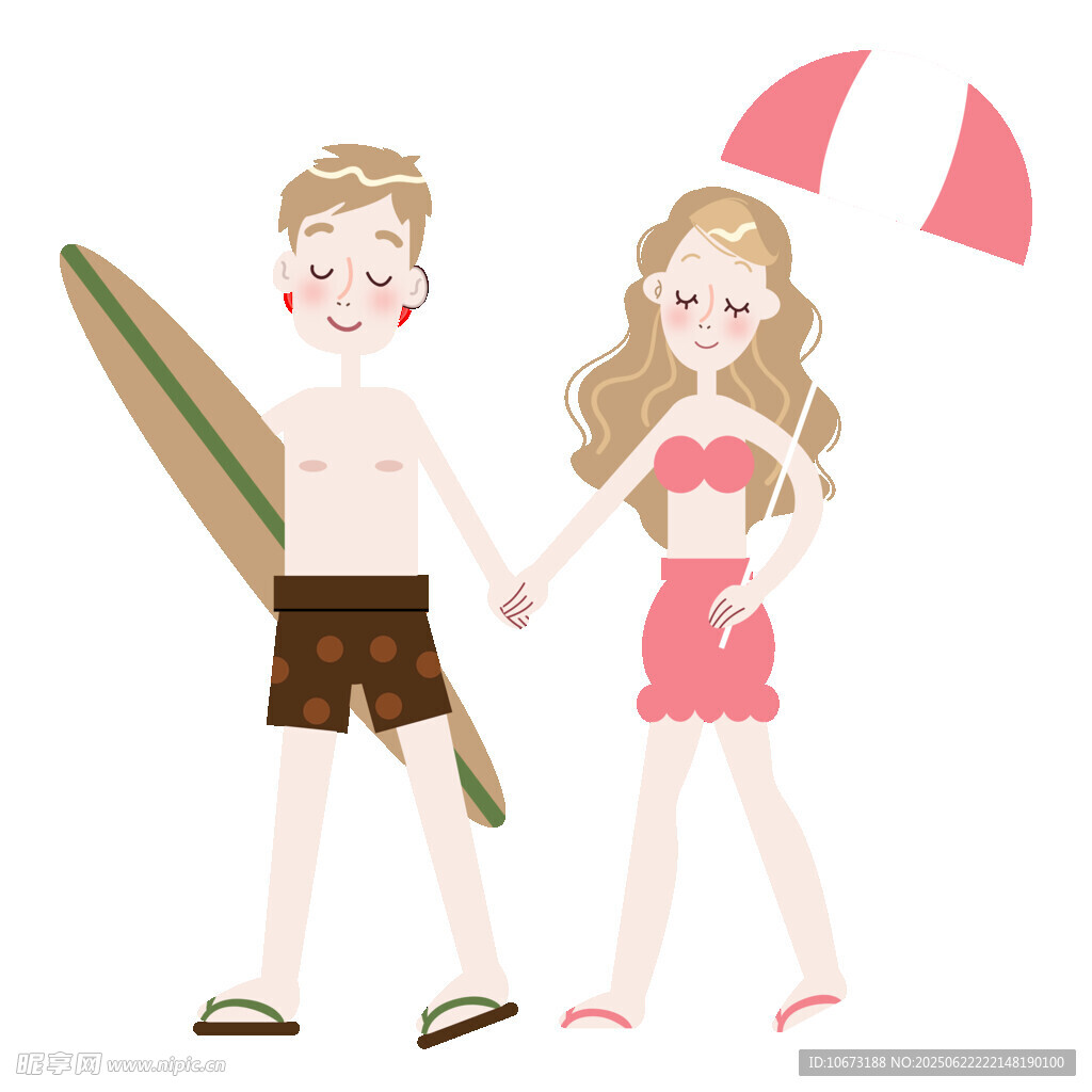海边情侣牵手漫步