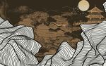 月夜下的山峦线条画