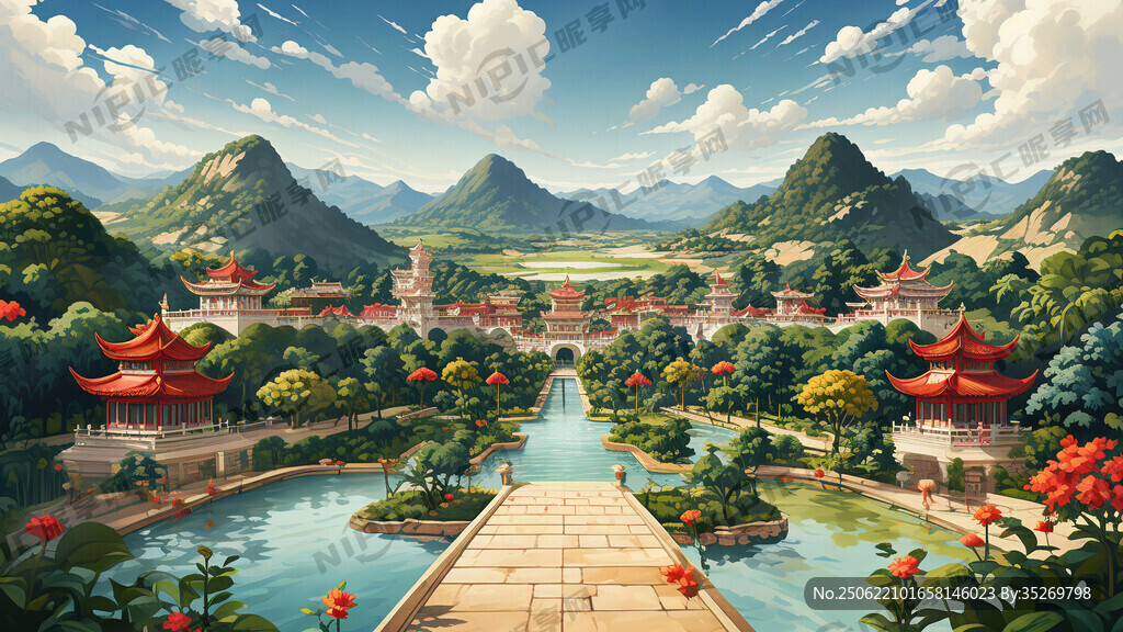 桂阳文化园风景矢量图