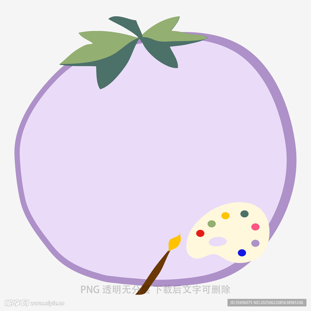 紫色水果边框与调色板画笔