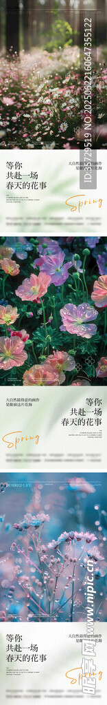 多彩花卉图案设计素材