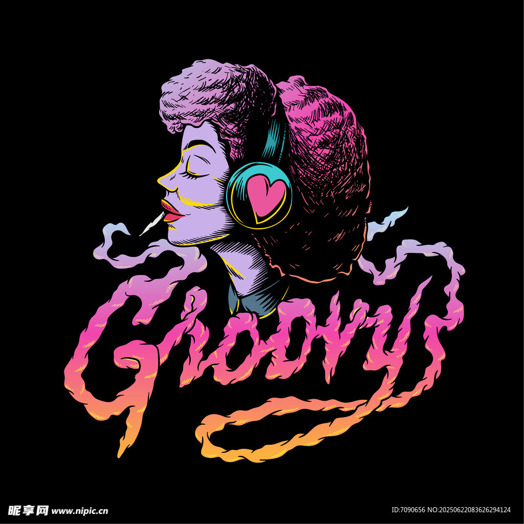 复古风音乐女孩Groovy