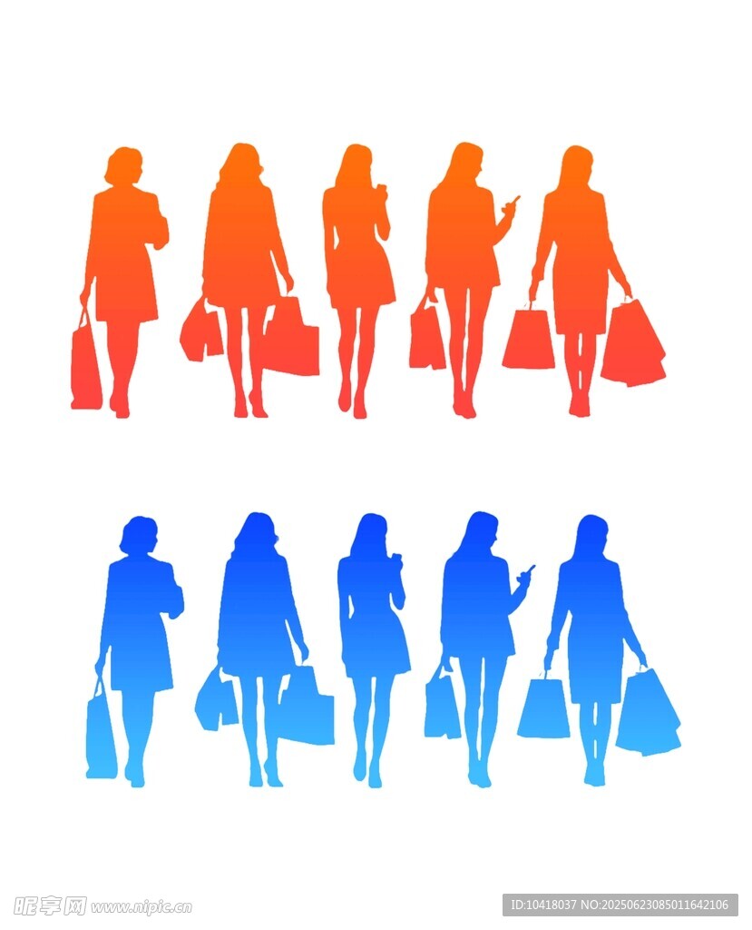 购物女性剪影