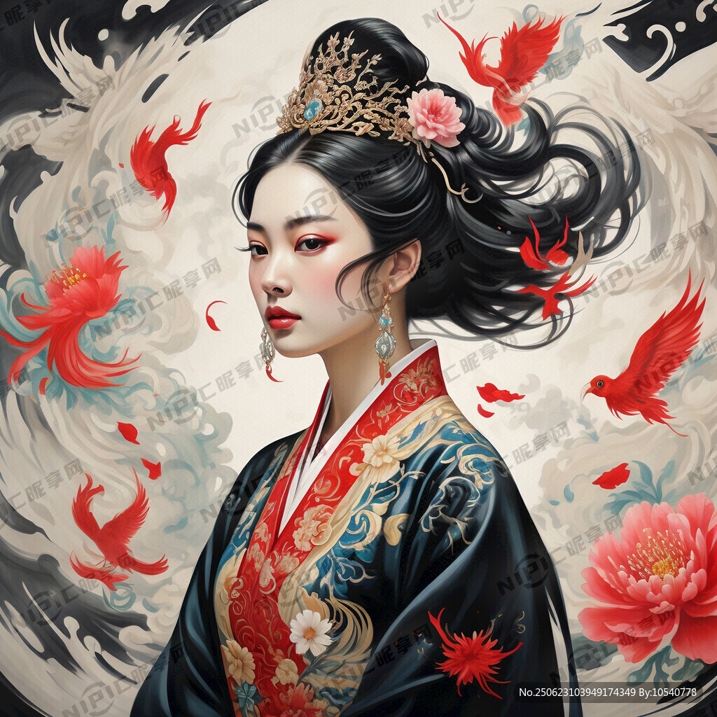 国潮风 贵妃在中间 牡丹