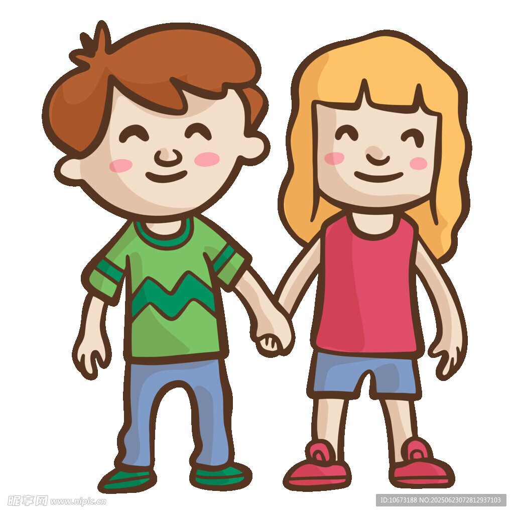 牵手的男孩女孩