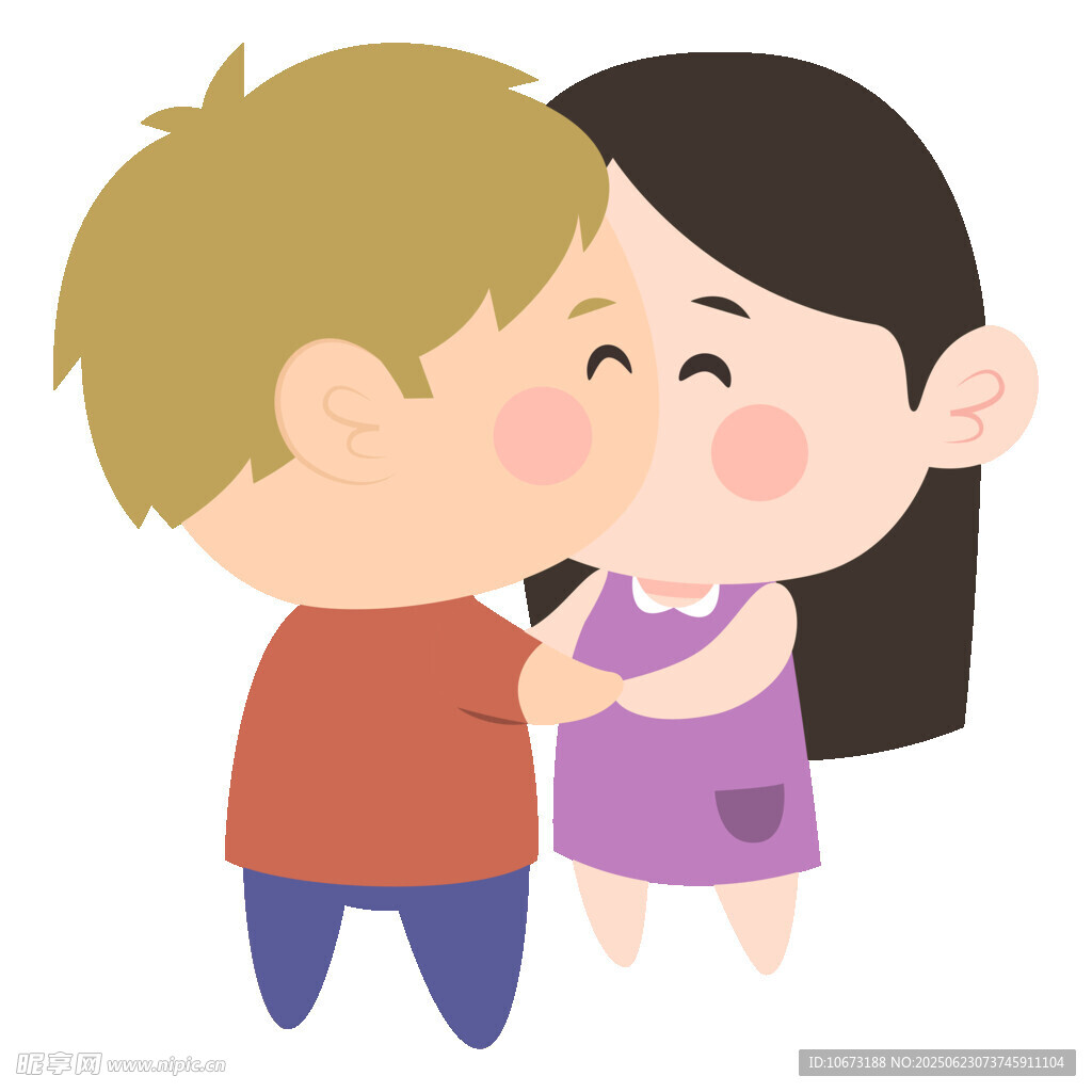 亲吻的可爱男孩女孩