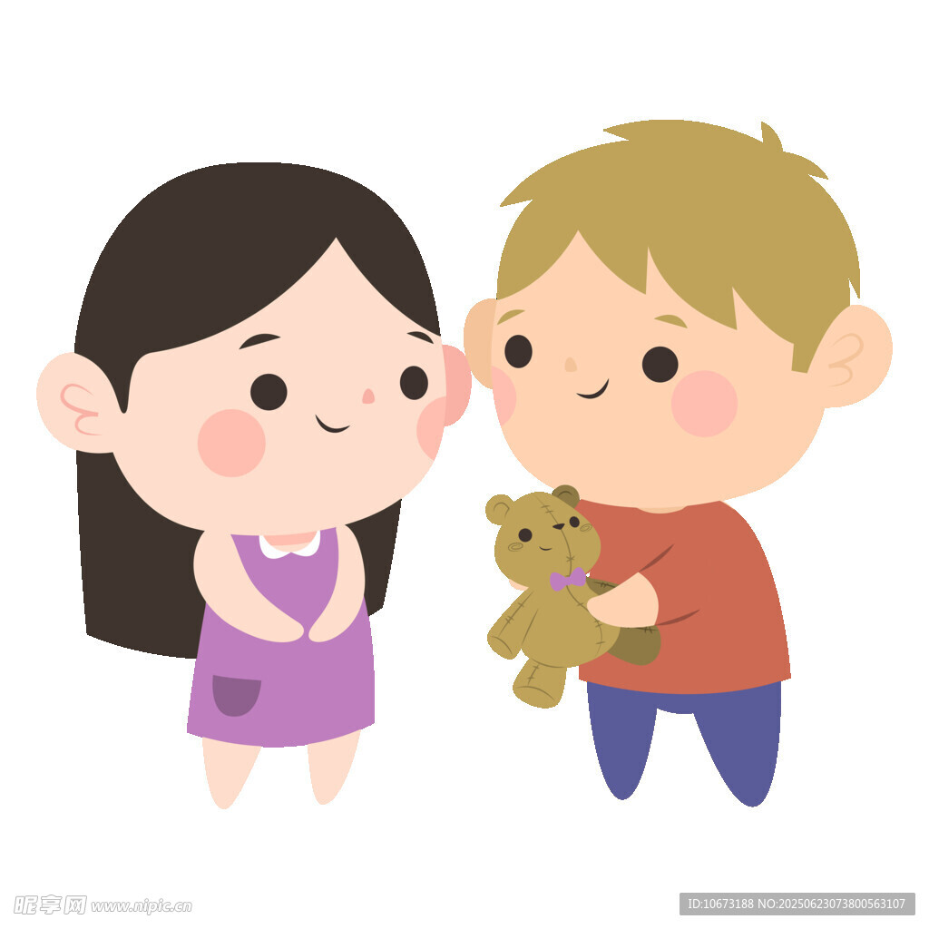 可爱兄妹与小熊玩偶