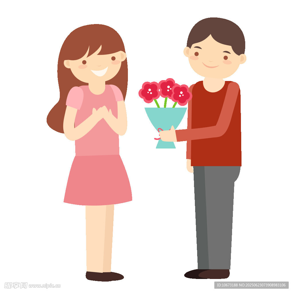男孩向女孩浪漫送花