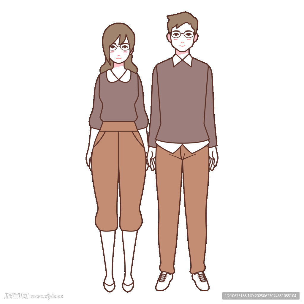 一对站立的男女形象