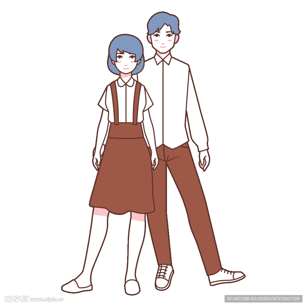 青春校园风情侣插画形象