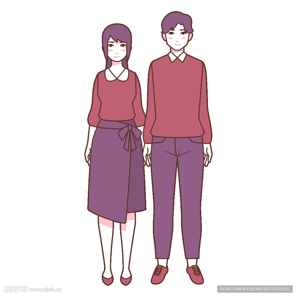 一对时尚着装的男女形象