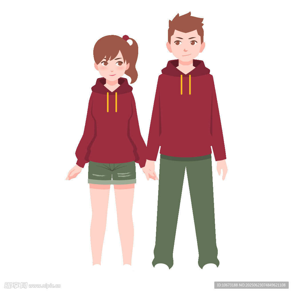 穿情侣装的青春男女