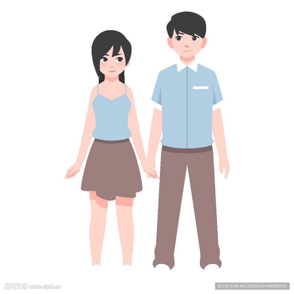 牵手的年轻男女
