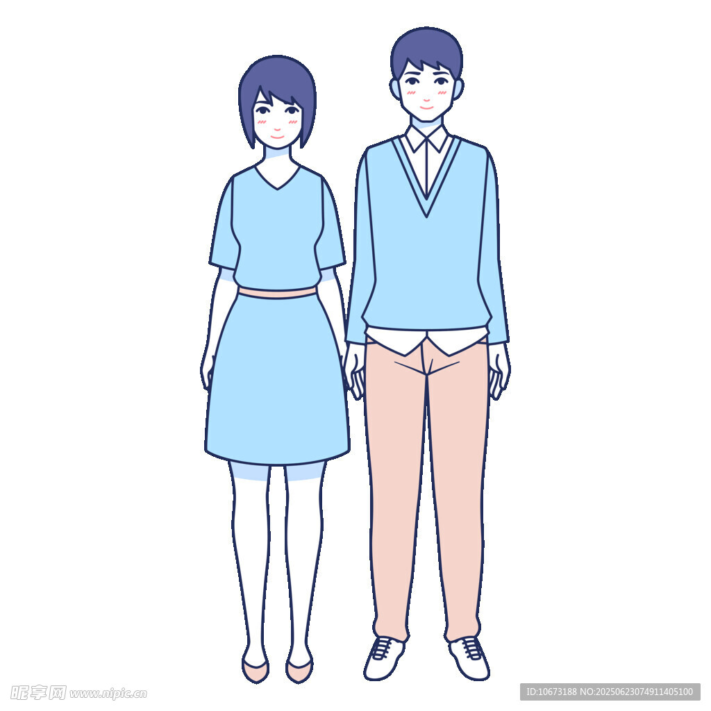 一对站立的男女形象