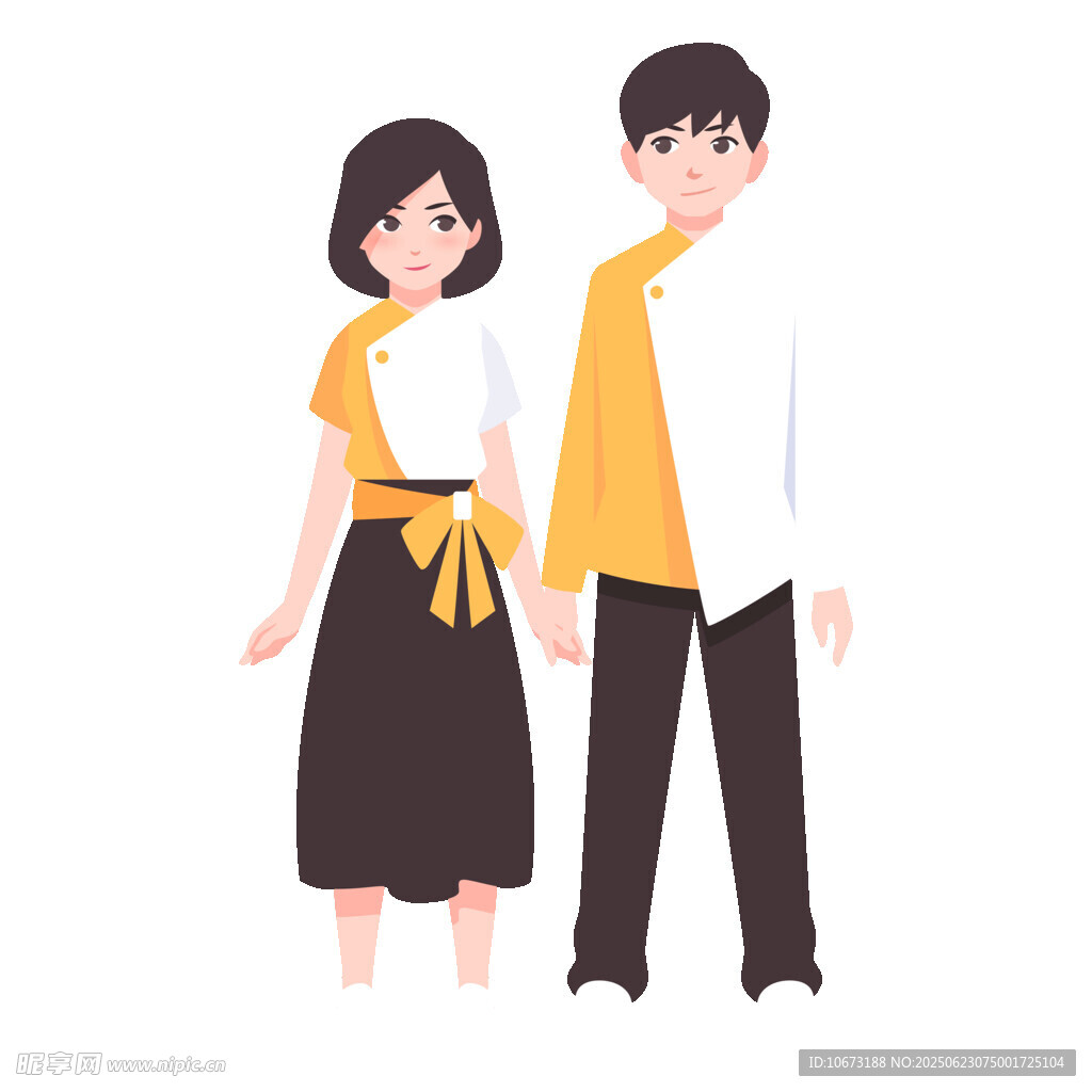 身着传统服饰的年轻男女