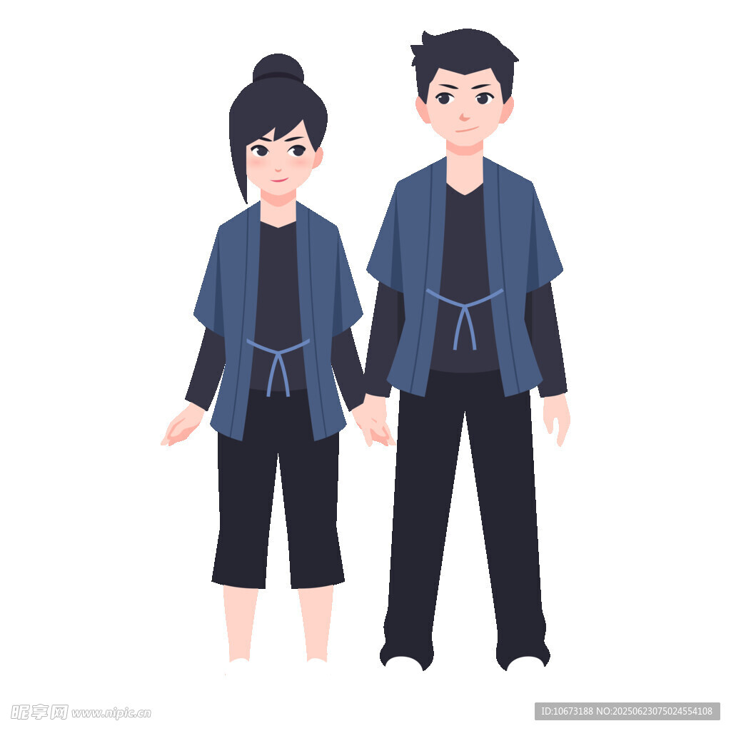古风情侣服饰插画