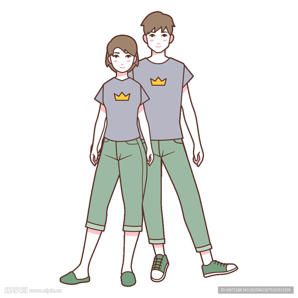情侣休闲装搭配插画