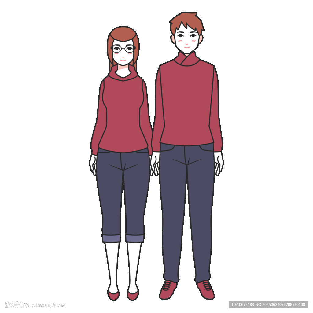 穿红衣的男女卡通形象