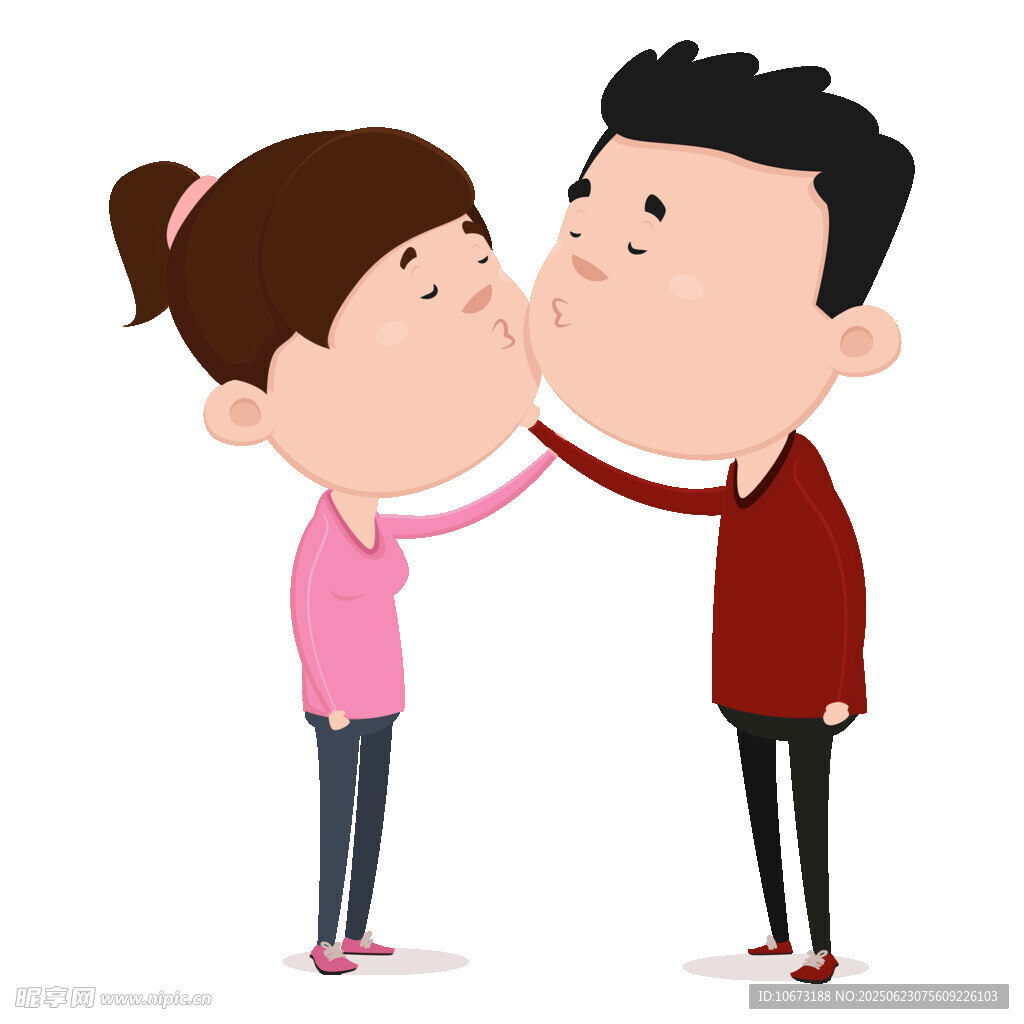 情侣甜蜜亲吻瞬间