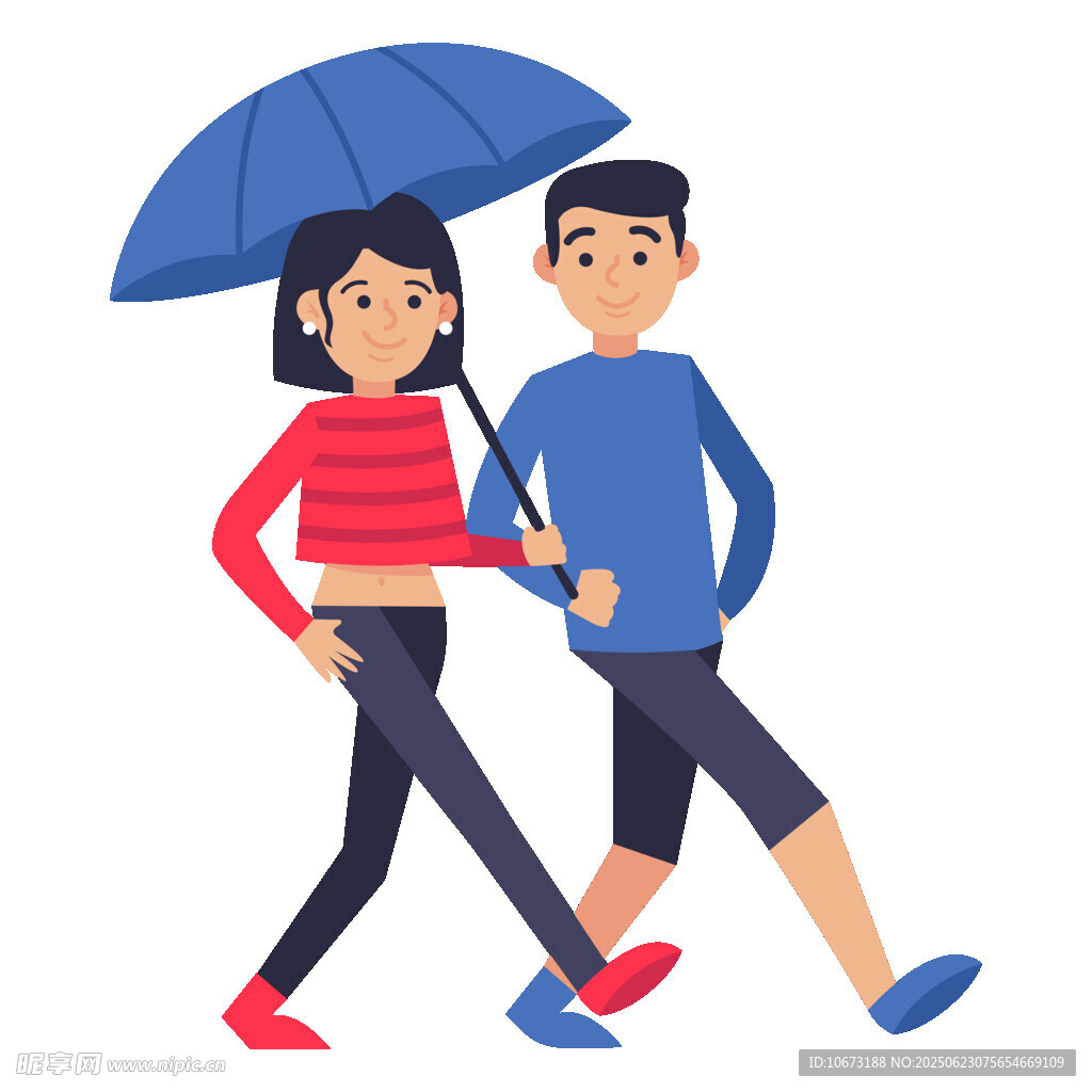 雨中漫步情侣