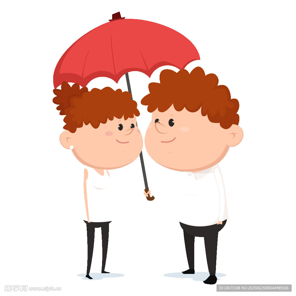 雨中情侣撑伞甜蜜相依