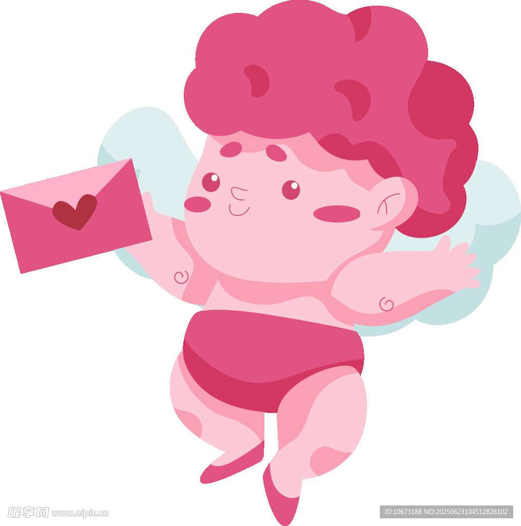 可爱小天使手持爱心信封