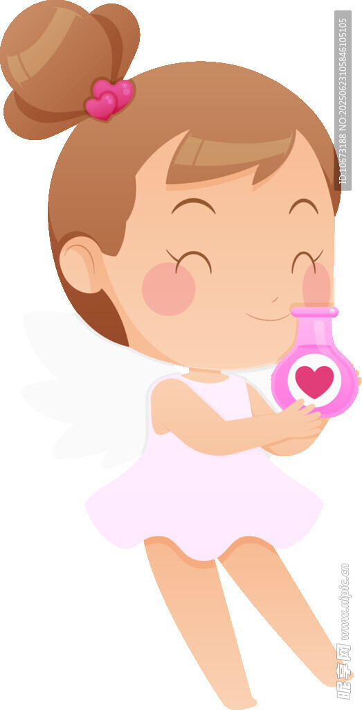可爱女孩手持爱心香水瓶