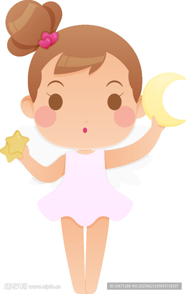 手持星月的可爱小女孩