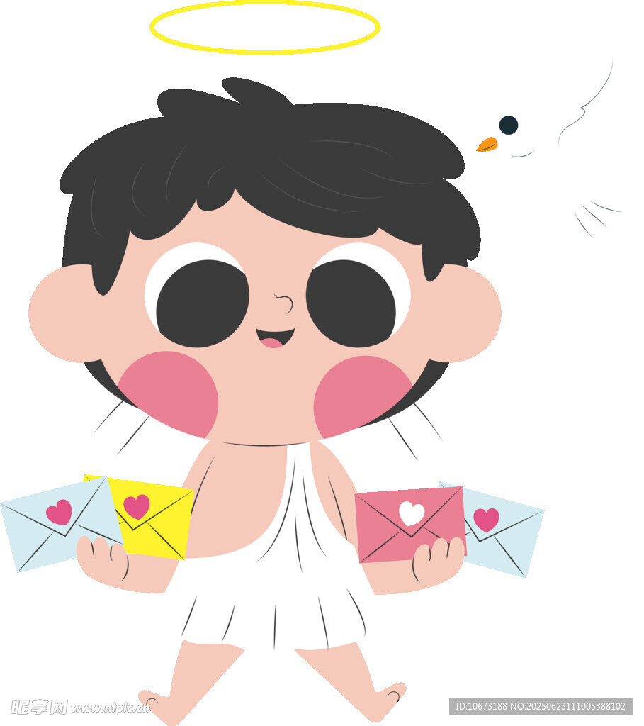 可爱小天使手持信件