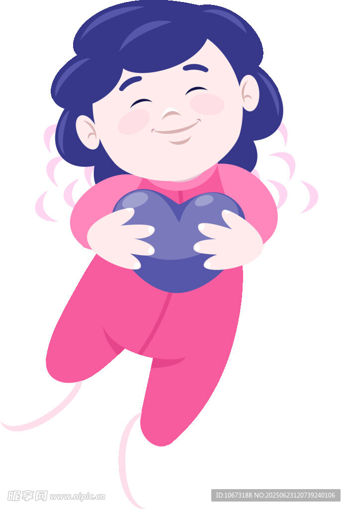 怀抱爱心的快乐小女孩