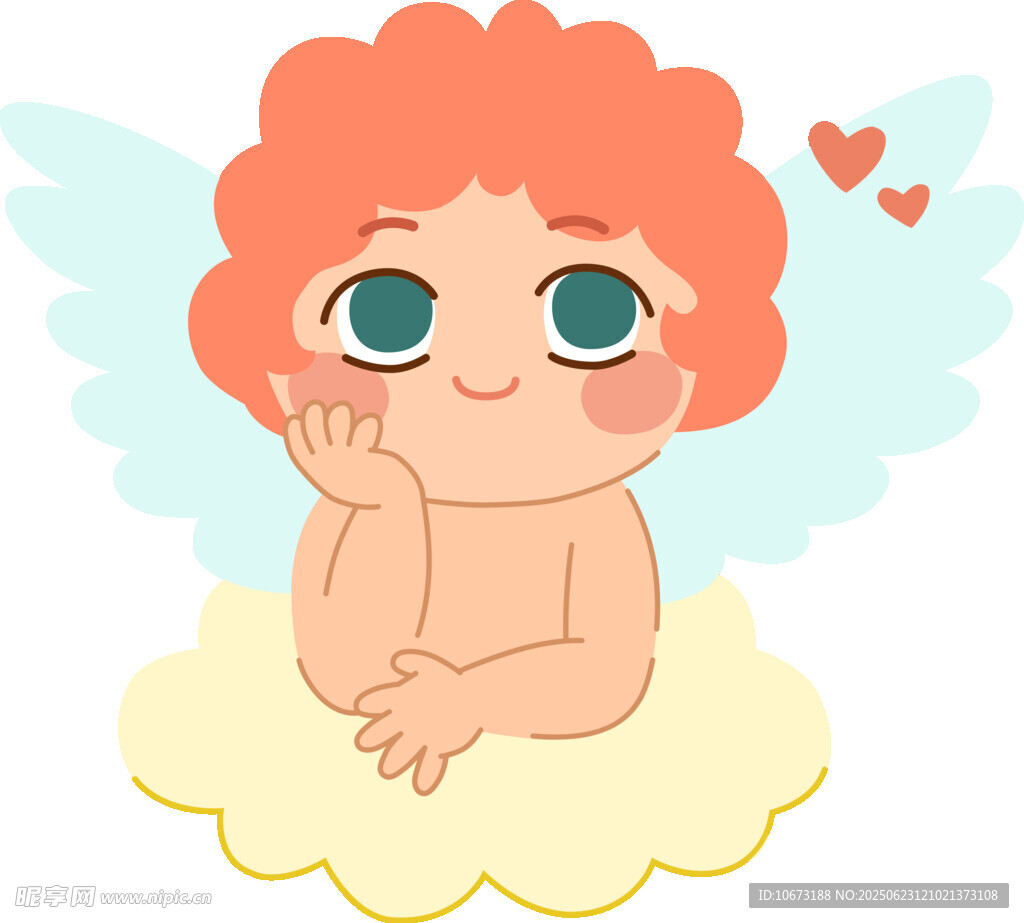 可爱小天使坐在云朵上
