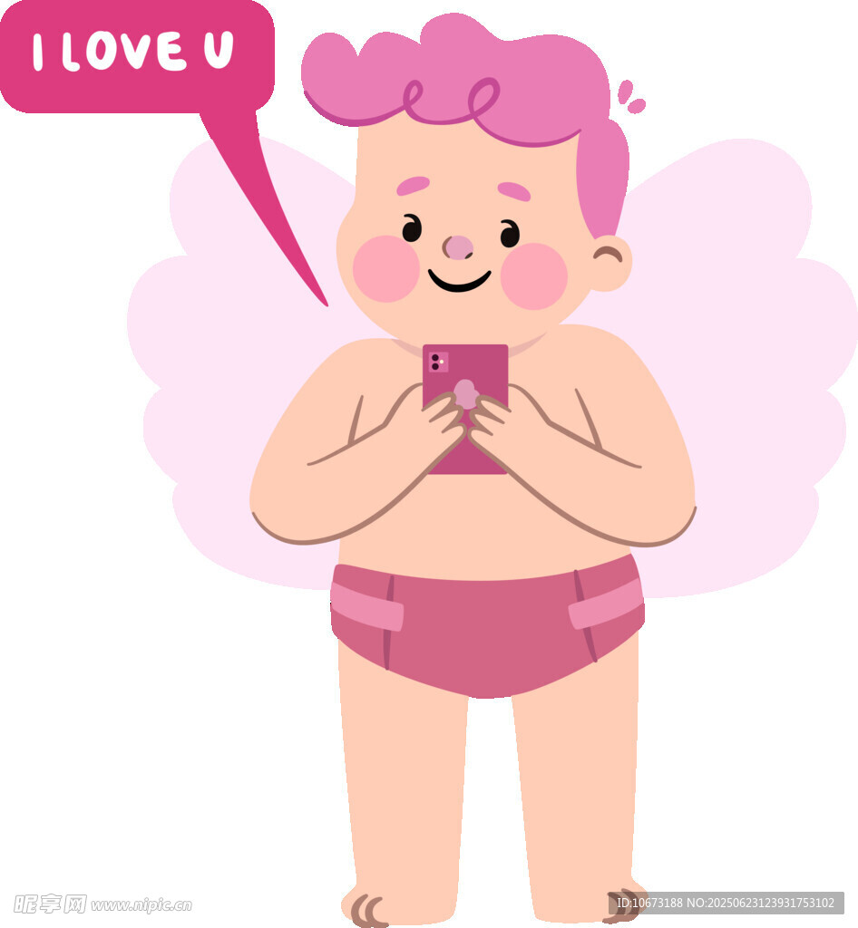 可爱粉发宝宝比爱心