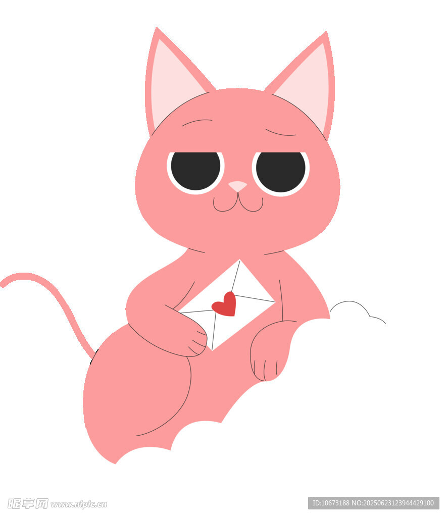 粉色猫咪手持爱心卡片