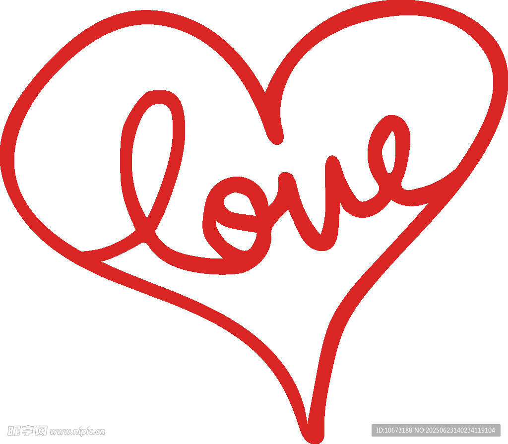 爱心线条中的love字样