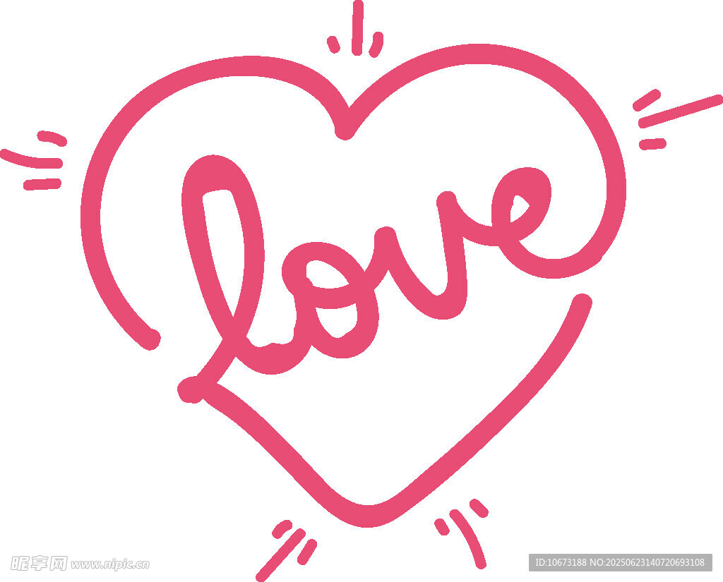 爱心图案中的手写love