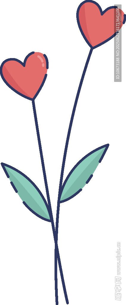 三朵爱心花朵插画