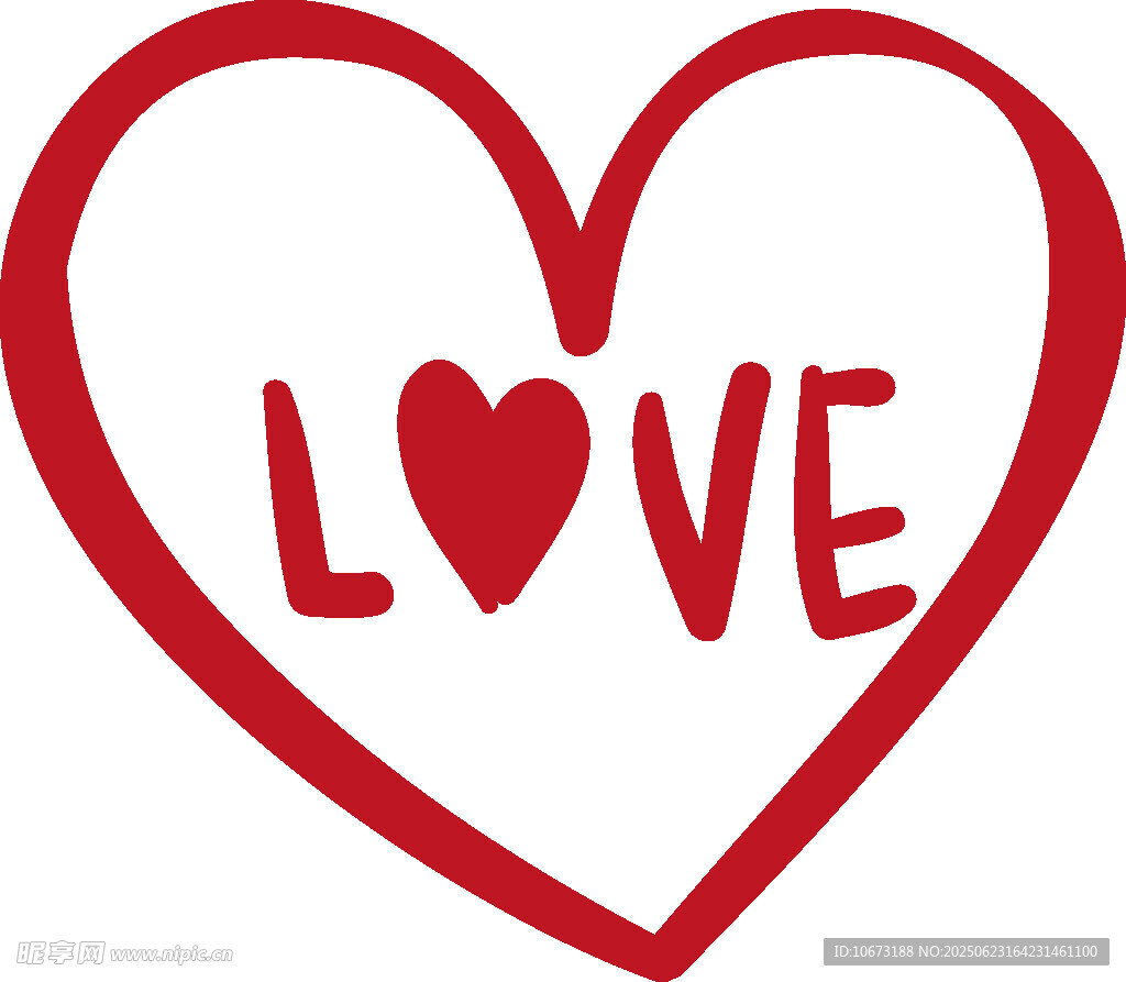 爱心图案中的LOVE字样