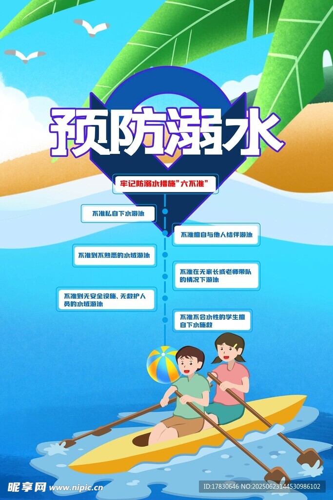 儿童夏日预防溺水宣传图